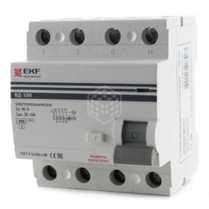 Устройство Защитного Отключения EKF PROxima ВД-100 elcb-4-40-30-em-pro, 4P, 40А/30мА Устройство Защитного Отключения EKF PROxima ВД-100 elcb-4-40-30-em-pro, 4P, 40А/30мА