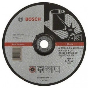Круг шлифовальный Bosch, по нержавеющей стали, 230х6х22,23 мм, выпуклый
